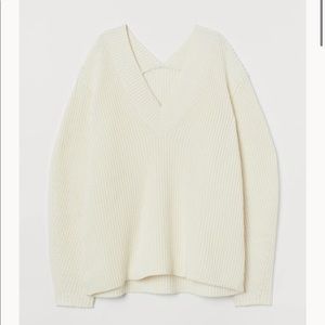 H&M White V-Neck Sweater